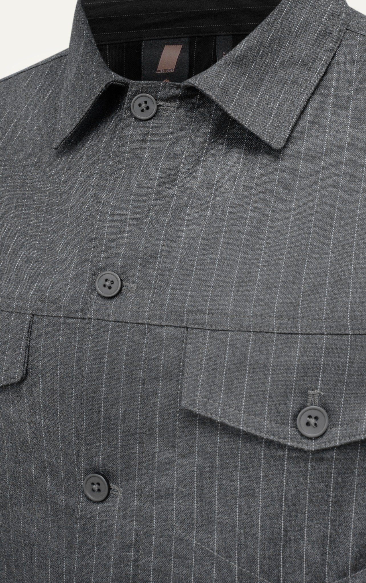 AG08 STUDIO REGULAR FIT STRIPED TWO POCKETS JACKET - LIGHT GREY