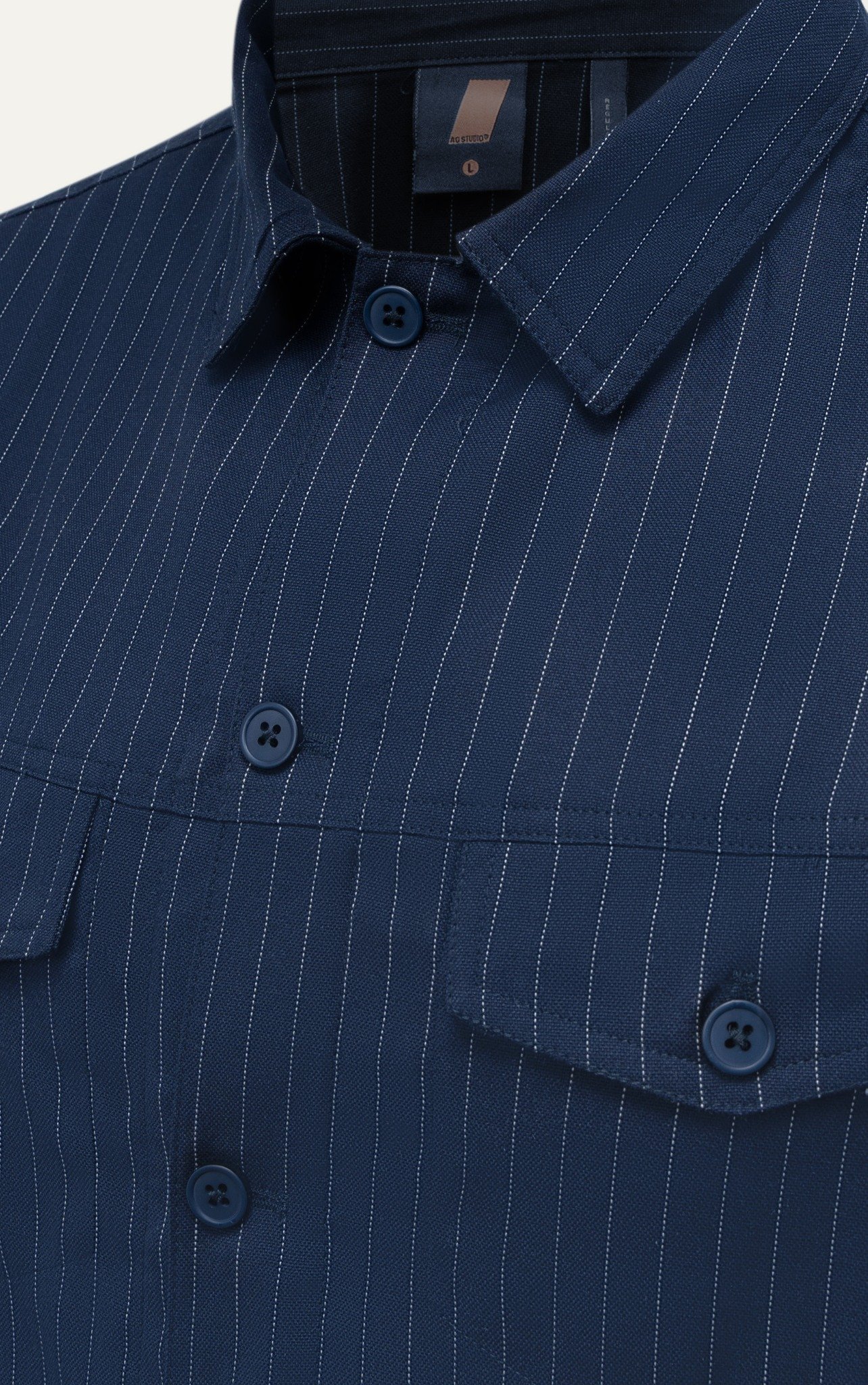 AG08 STUDIO REGULAR FIT STRIPED TWO POCKETS JACKET - DARK BLUE