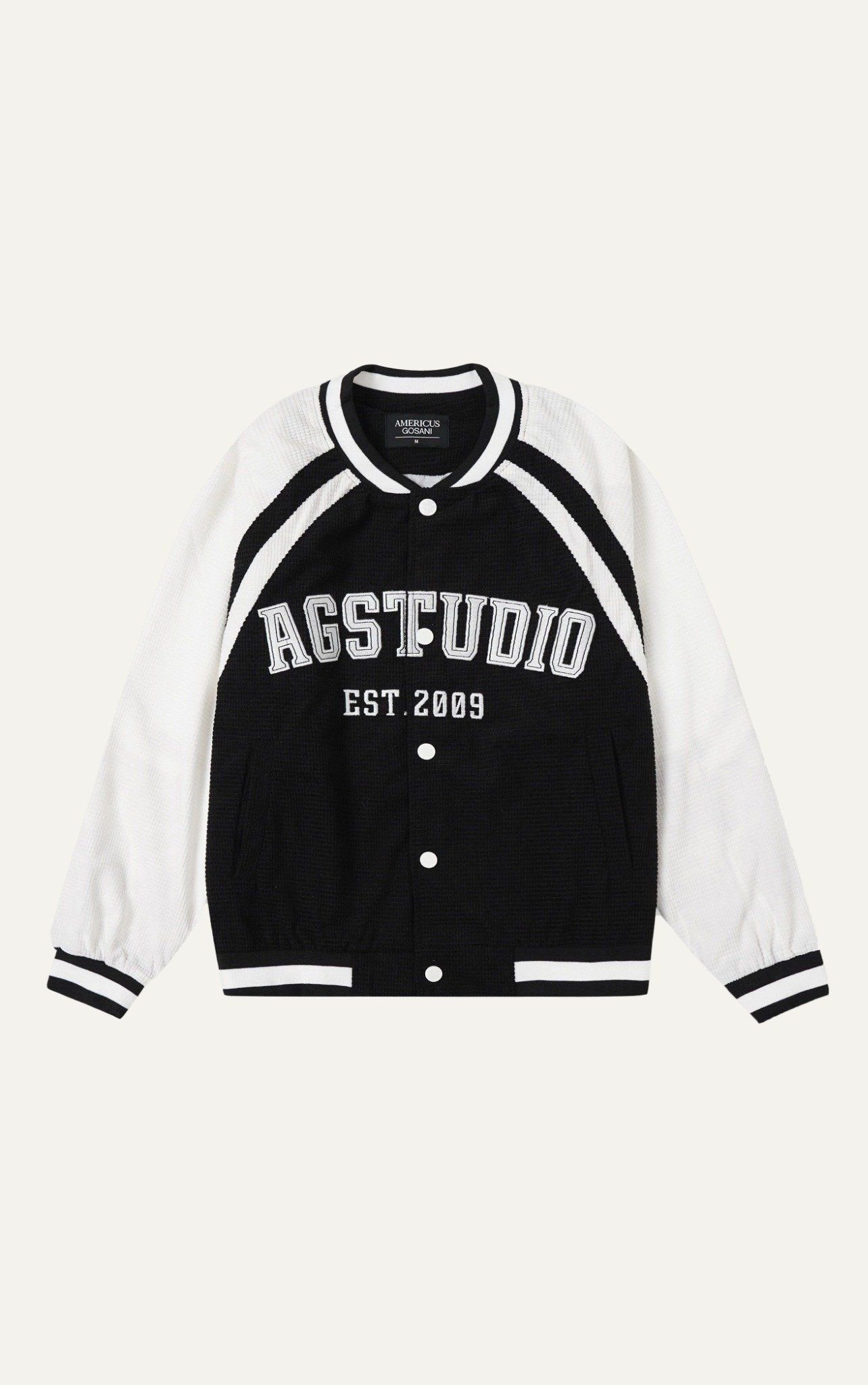  AG11 STUDIO LOOSE FIT CORDUROY VARSITY JACKET - BLACK 