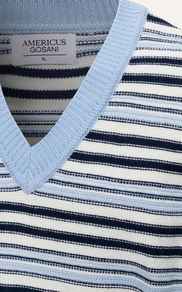  AG601 STUDIO REGULAR FIT TEXTURE WOOL STRIPED GHILE - LIGHT BLUE 