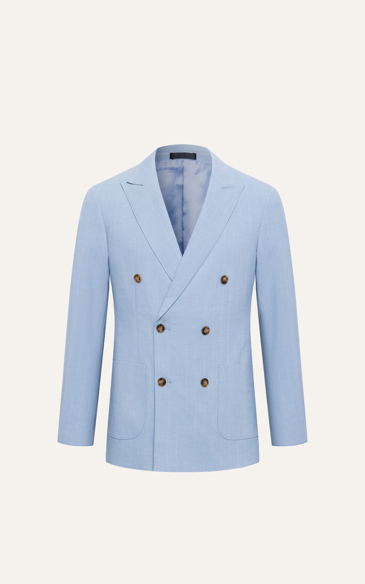 AG01 PREMIUM SLIMFIT DOUBLE STRIPED BREASTED VEST - LIGHT BLUE