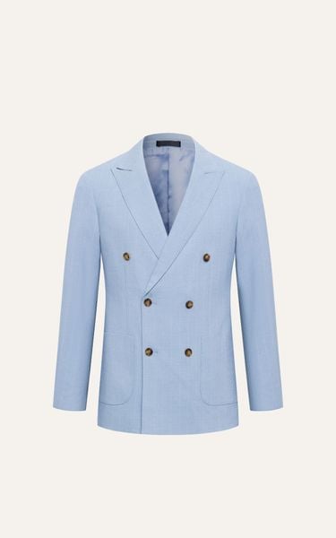  AG01 PREMIUM SLIMFIT DOUBLE STRIPED BREASTED VEST - LIGHT BLUE
