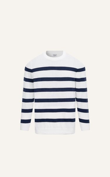  AG708 STUDIO REGULAR FIT STRIPED KNIT SWEATER - OFF WHITE