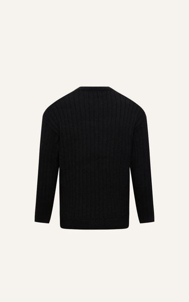  AG80 NEW ROUND NECK SWEATER STRIPED TEXTURE - BLACK 