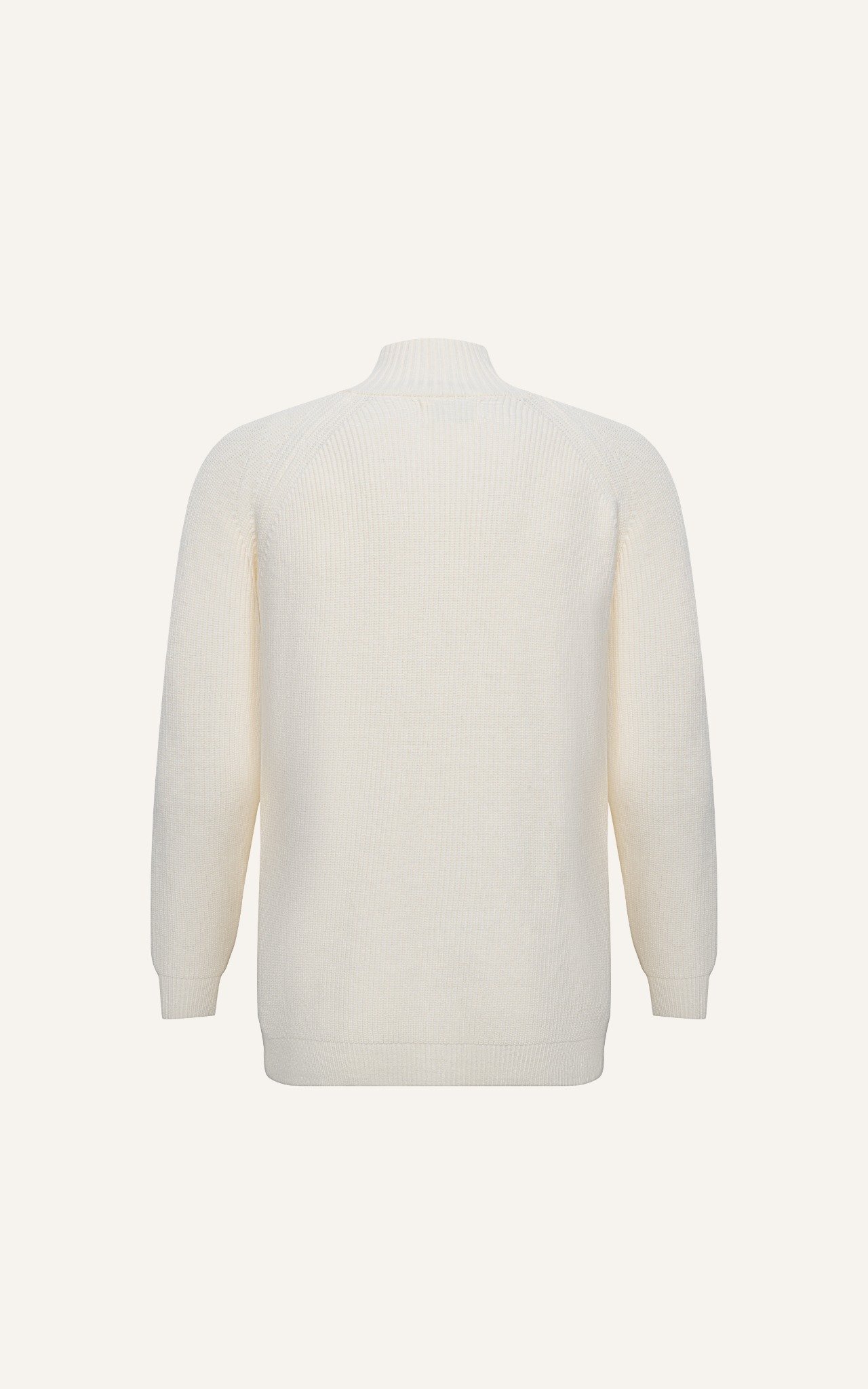 AG801 PREMIUM REGULAR FIT ZIP-UP RIB KNITTED SWEATER - OFF WHITE