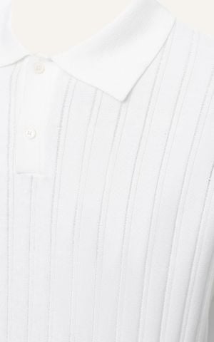 AG717 STUDIO REGULAR FIT RIB STITCH POLO - WHITE