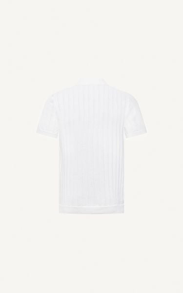  AG17 STUDIO REGULAR FIT RIB STITCH POLO - WHITE 