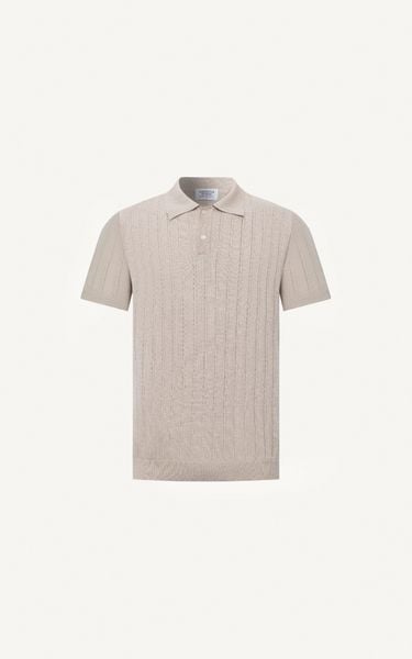  AG717 STUDIO REGULAR FIT RIB STITCH POLO - BEIGE