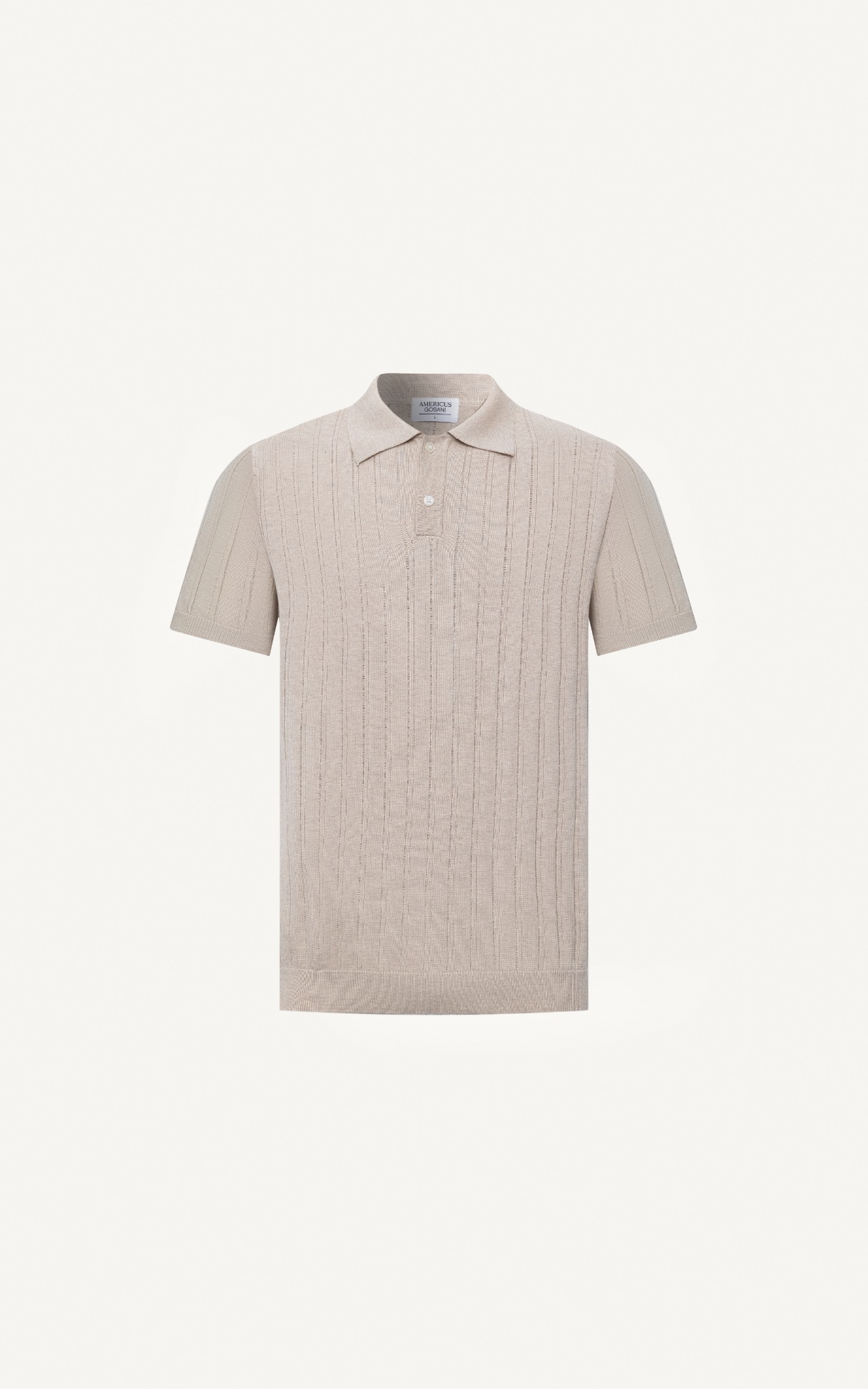 AG13 STUDIO REGULAR FIT RIB STITCH POLO - BEIGE