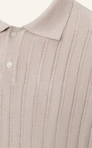 AG717 STUDIO REGULAR FIT RIB STITCH POLO - BEIGE