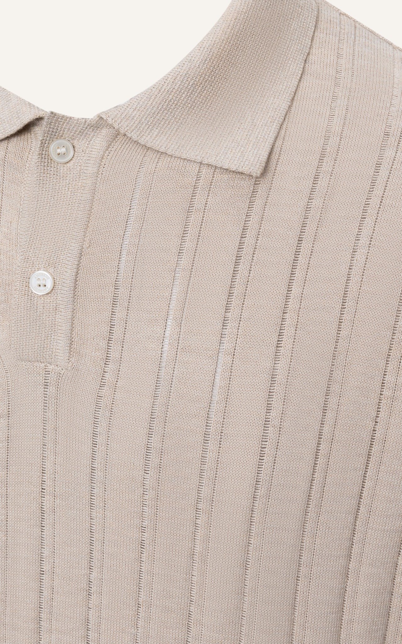 AG13 STUDIO REGULAR FIT RIB STITCH POLO - BEIGE