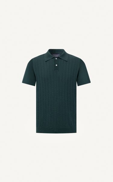  AG13 STUDIO REGULAR FIT RIB STITCH POLO - GREEN