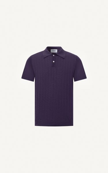  AG13 STUDIO REGULAR FIT RIB STITCH POLO - PURPLE