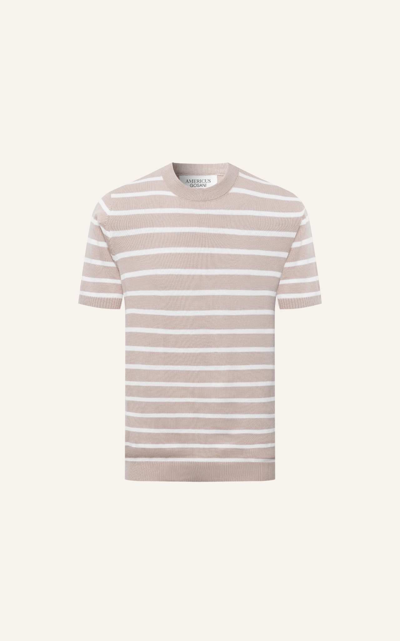 AG51 FACTORY REGULAR FIT STRIPED KNIT POLO - BEIGE