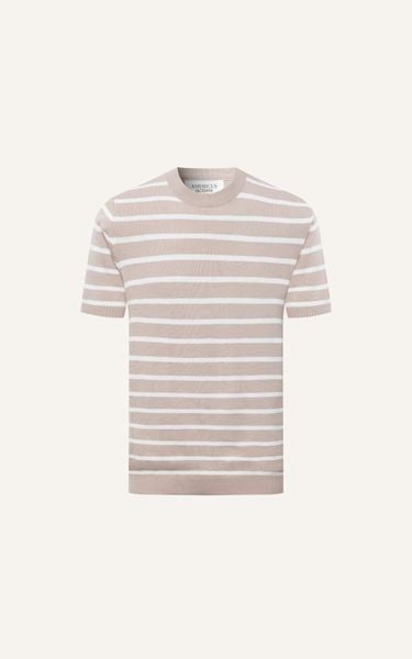  AG51 FACTORY REGULAR FIT STRIPED KNIT POLO - BEIGE