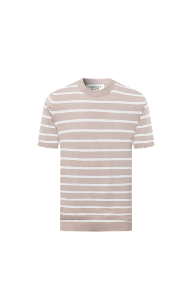  AG51 POLO STRIPE KNIT POLO IN BEIGE 