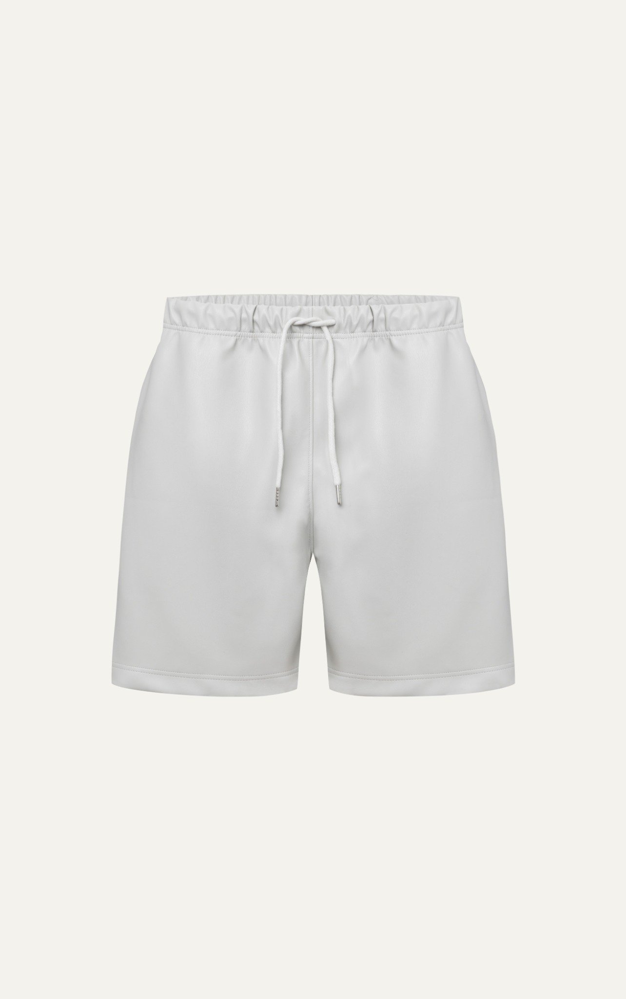 TA13 STUDIO LOOSE FIT BASIC LEATHER SHORT - LIGHT GREY