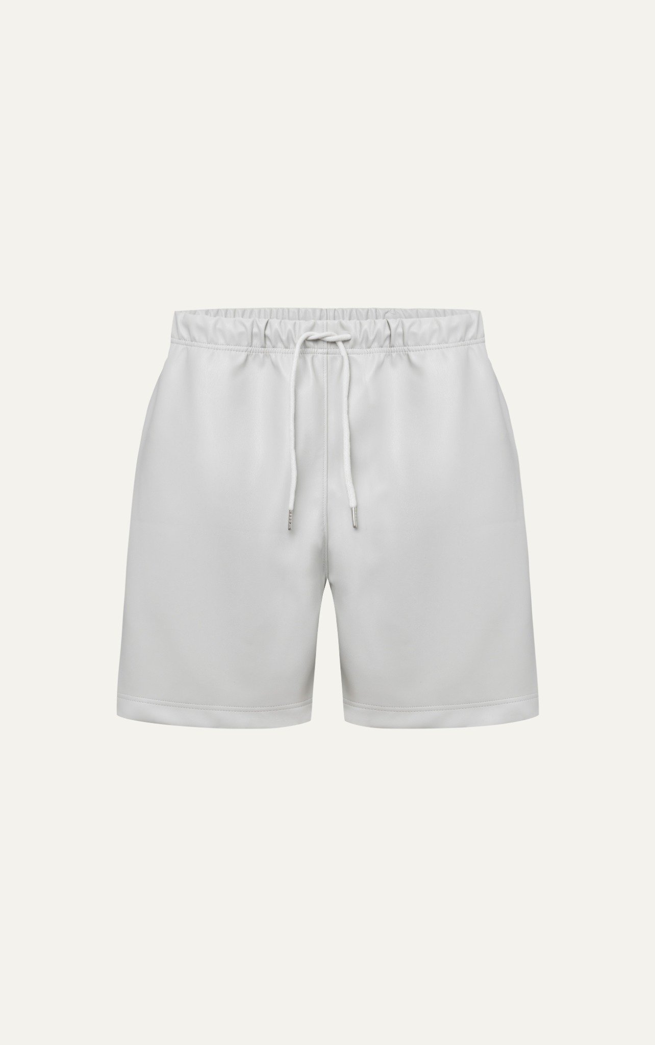 TA13 STUDIO LOOSE FIT BASIC LEATHER SHORT - LIGHT GREY