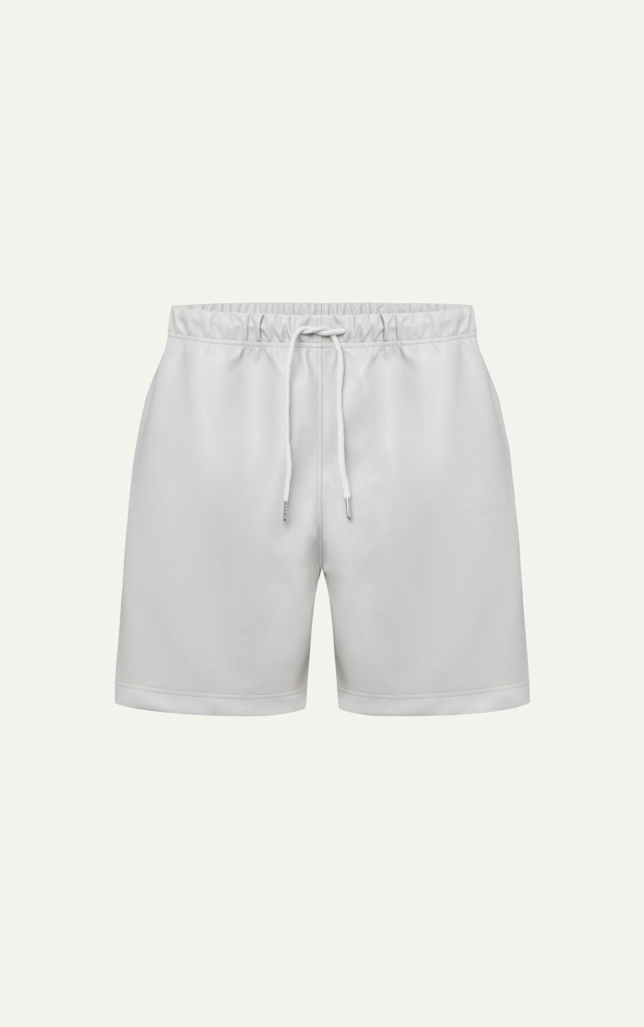  TA13 STUDIO LOOSE FIT BASIC LEATHER SHORT - LIGHT GREY 