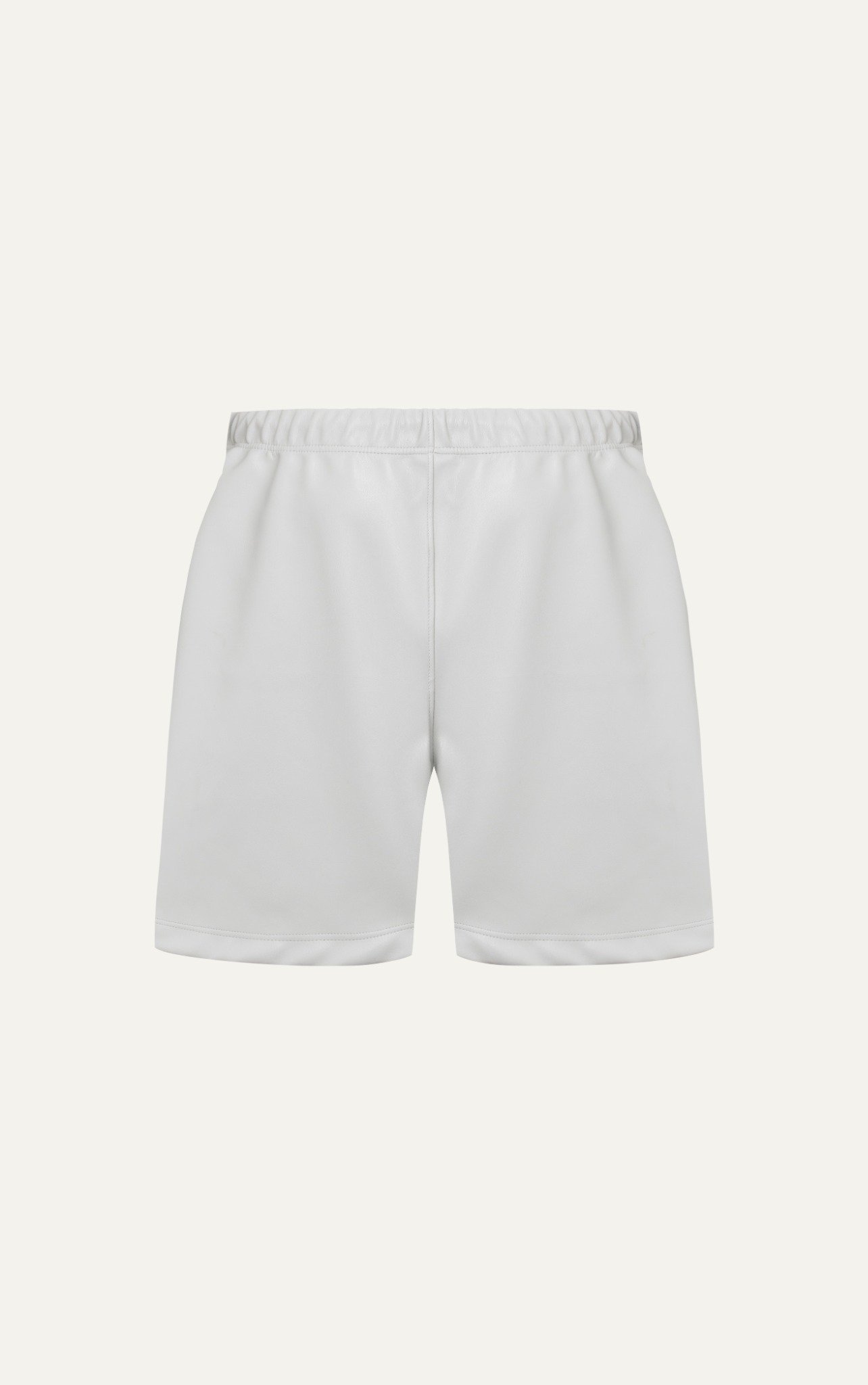 TA13 STUDIO LOOSE FIT BASIC LEATHER SHORT - LIGHT GREY