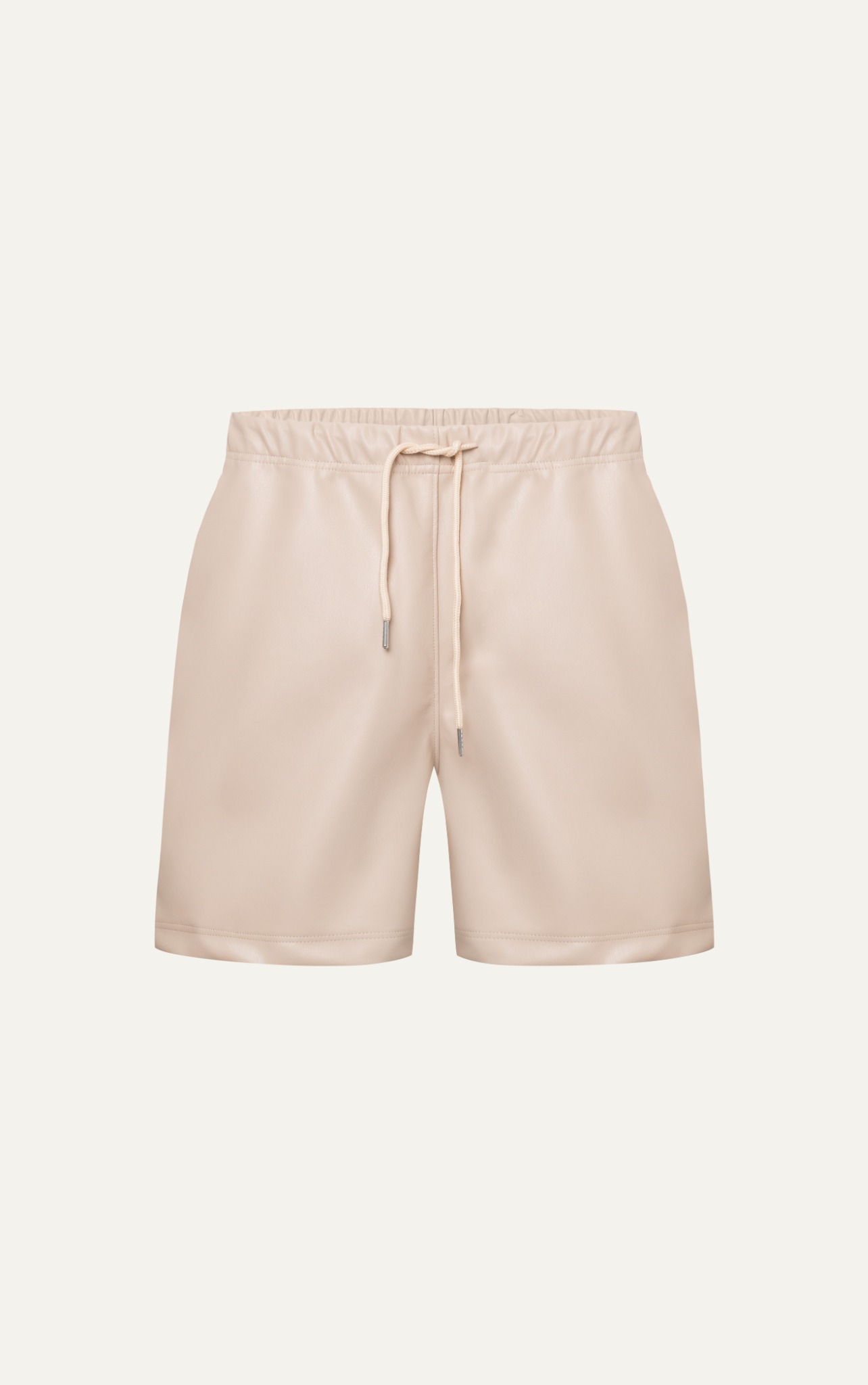 TA13 STUDIO LOOSE FIT BASIC LEATHER SHORT - BEIGE