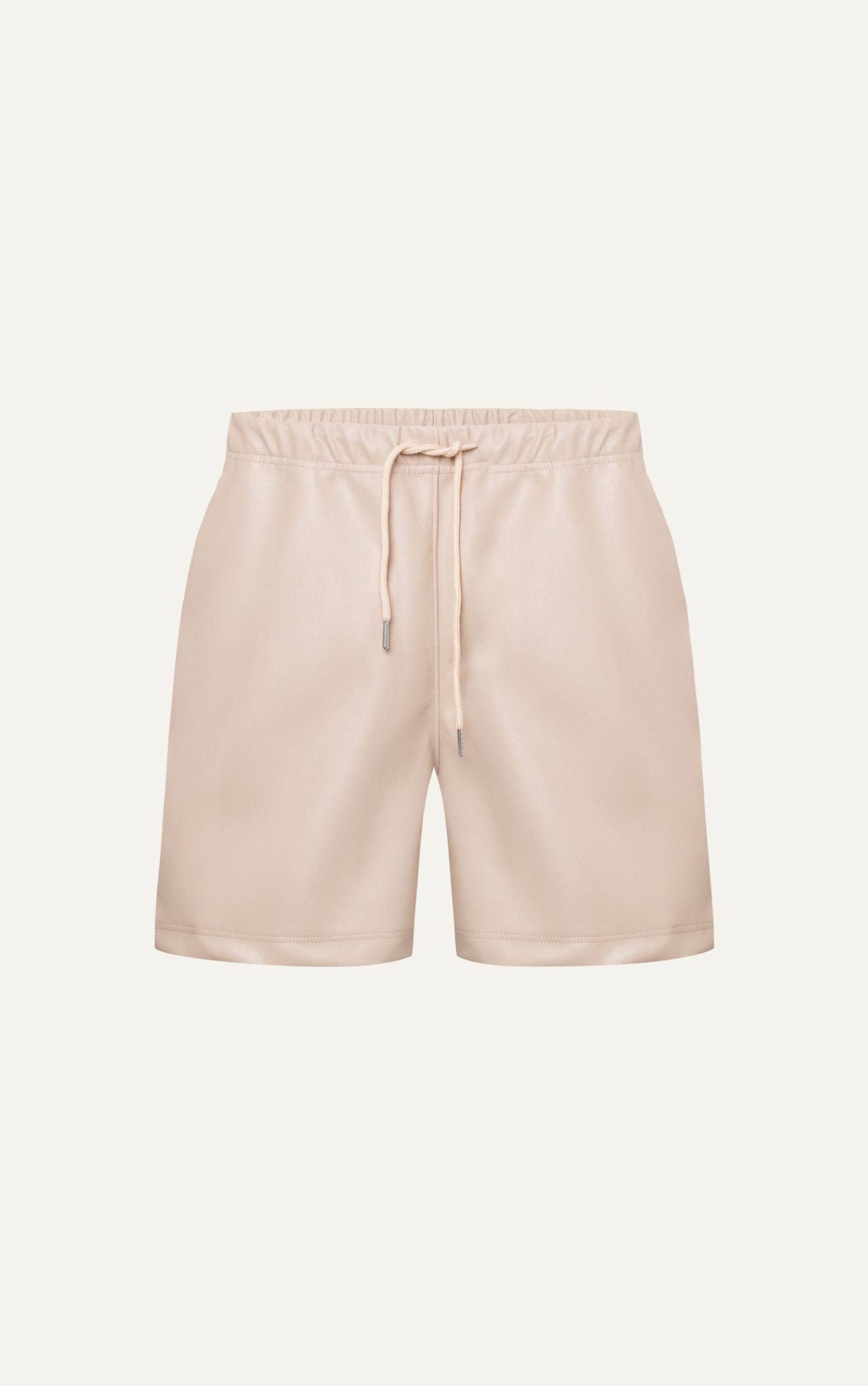 TA13 STUDIO LOOSE FIT BASIC LEATHER SHORT - LIGHT BROWN