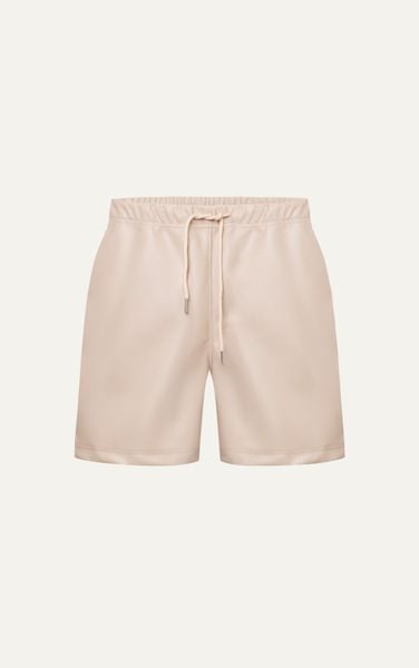  TA13 STUDIO LOOSE FIT BASIC LEATHER SHORT - BEIGE