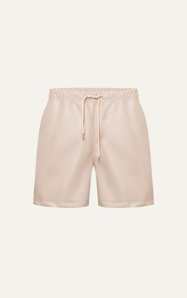  TA13 STUDIO LOOSE FIT BASIC LEATHER SHORT - LIGHT BROWN