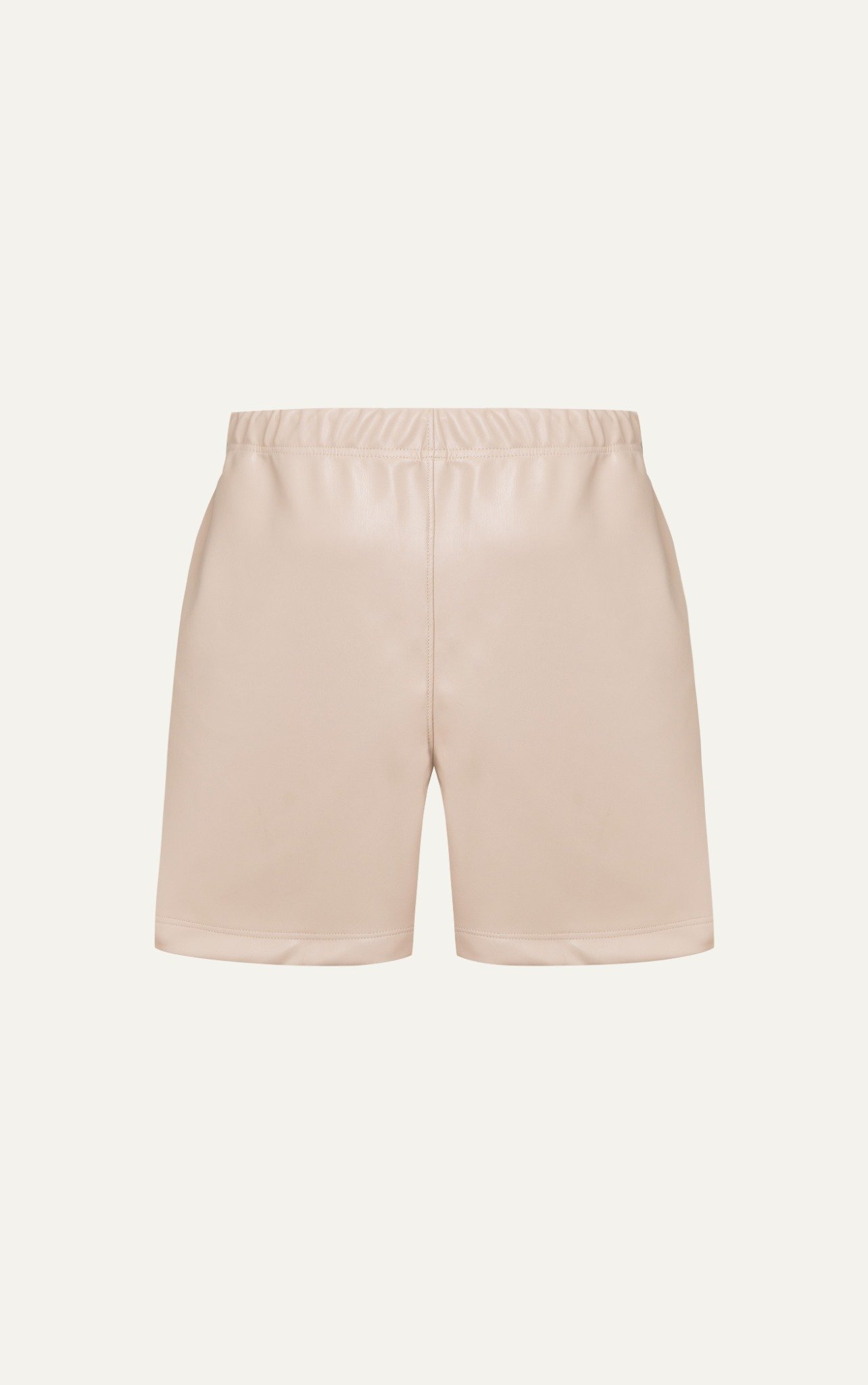 TA13 STUDIO LOOSE FIT BASIC LEATHER SHORT - BEIGE