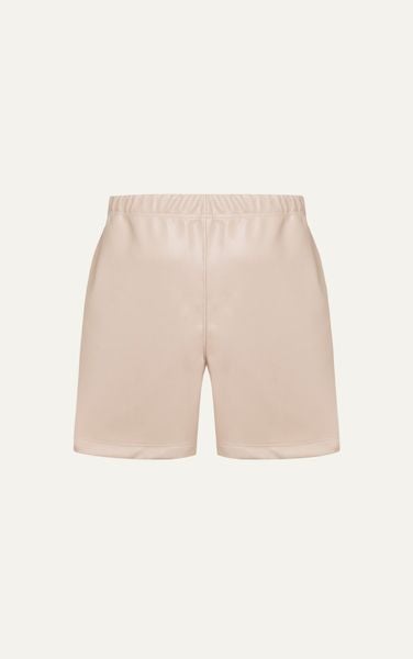  TA13 STUDIO LOOSE FIT BASIC LEATHER SHORT - LIGHT BROWN 