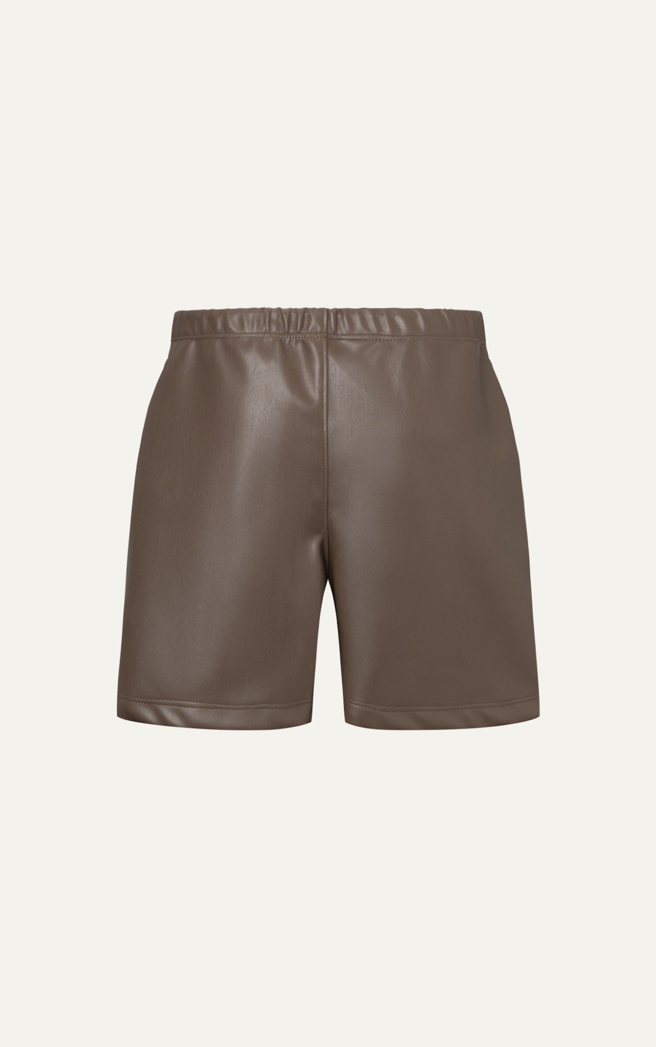 TA13 STUDIO LOOSE FIT BASIC LEATHER SHORT - BROWN