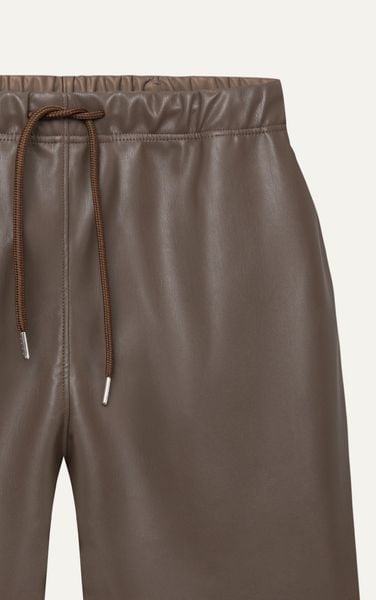  TA13 STUDIO LOOSE FIT BASIC LEATHER SHORT - BROWN 