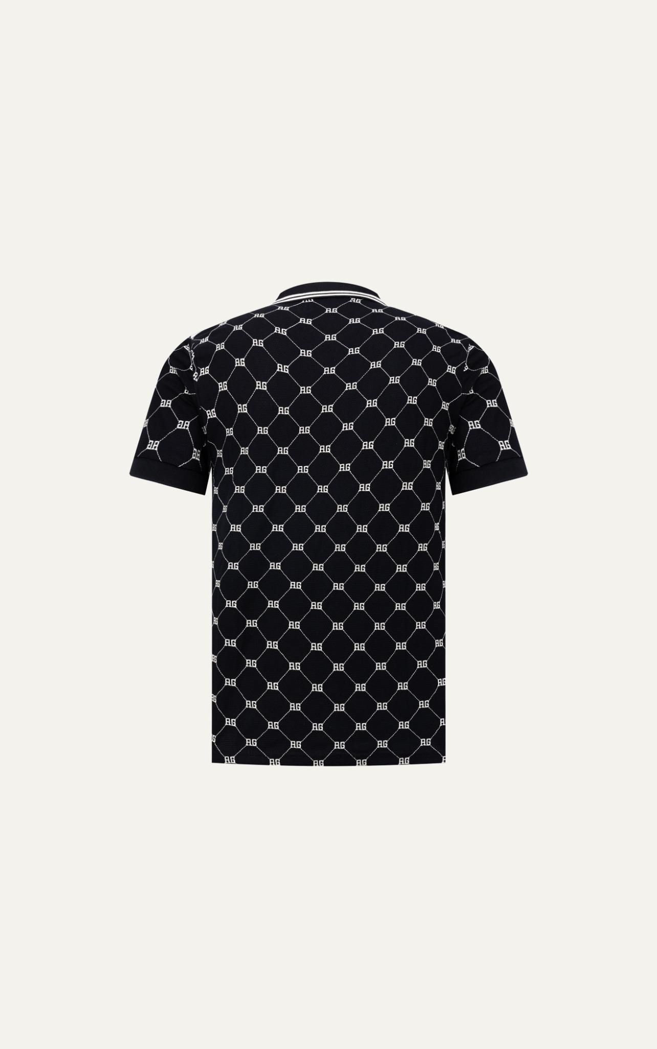 AG44 PREMIUM SLIMFIT MONOGRAM POLO - BLACK