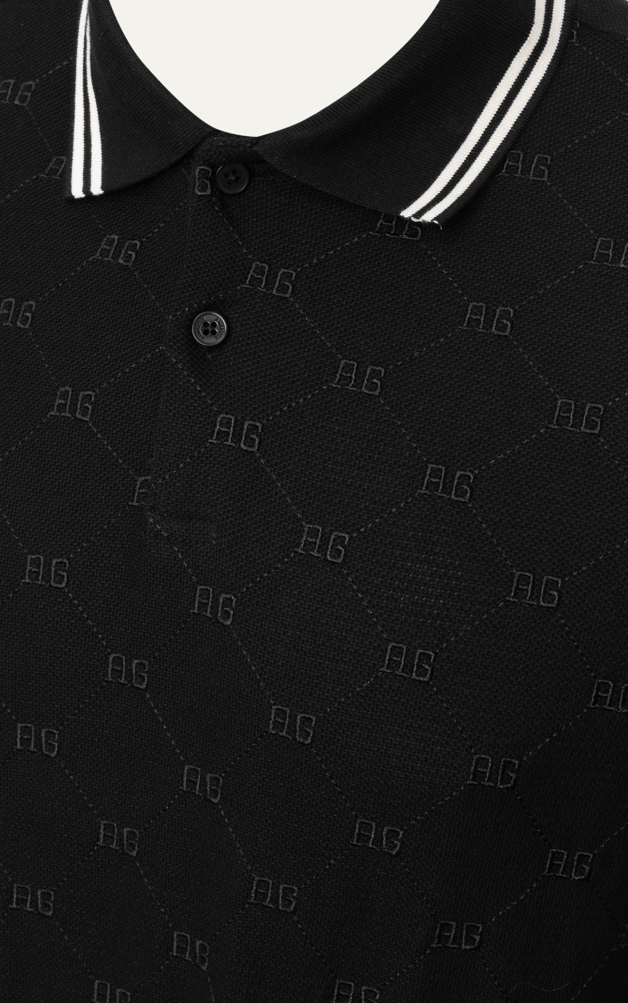 AG41 PREMIUM SLIMFIT MONOGRAM POLO - BLACK