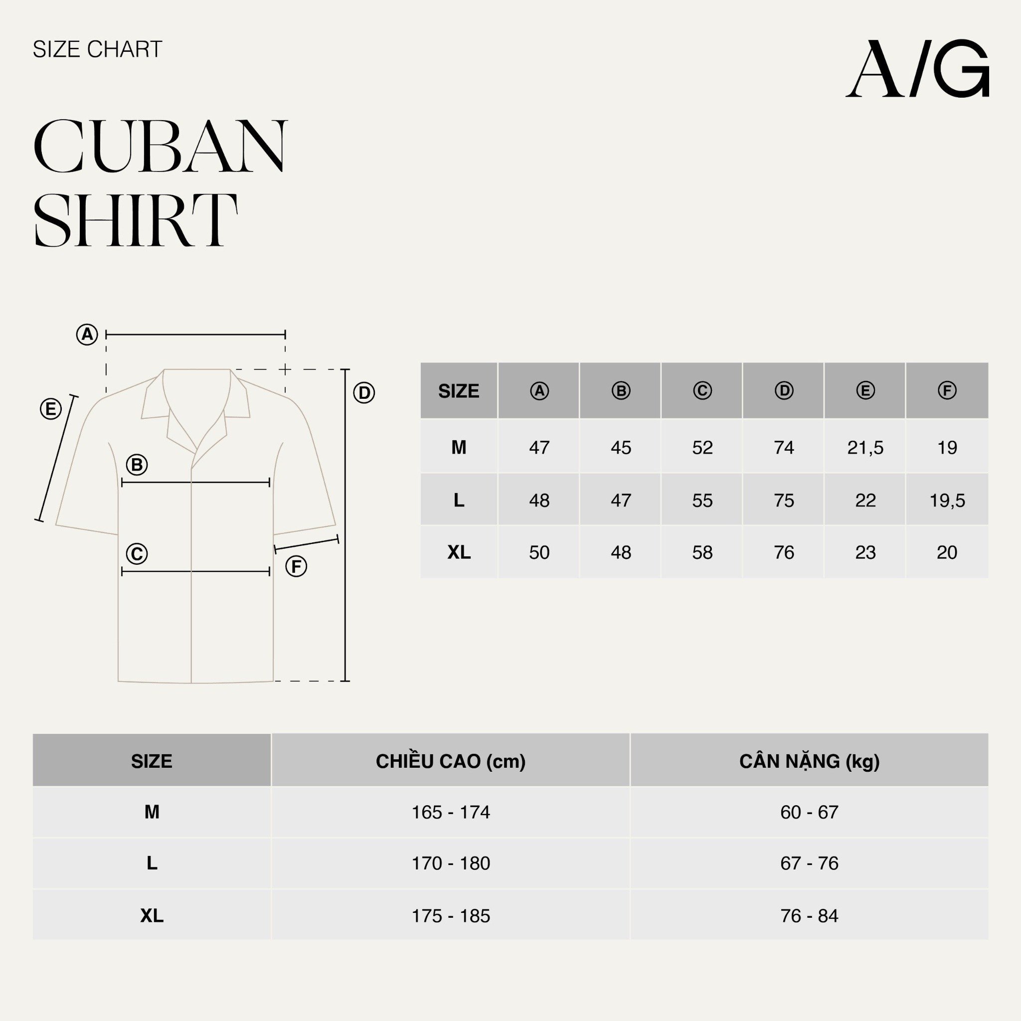 AG24 STUDIO LOOSE FIT CUBAN SHIRT - BEIGE