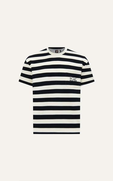  AG01 STUDIO LOOSE FIT STRIPED T-SHIRT - OFF WHITE