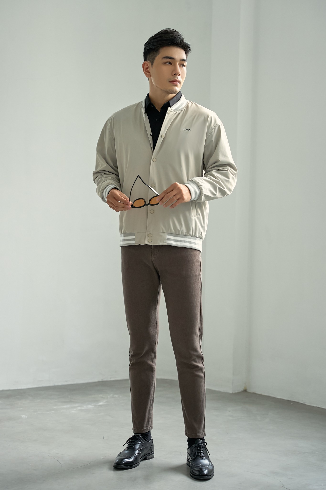 AG19 FACTORY LOOSE FIT BASIC BOMBER - LIGHT GREY