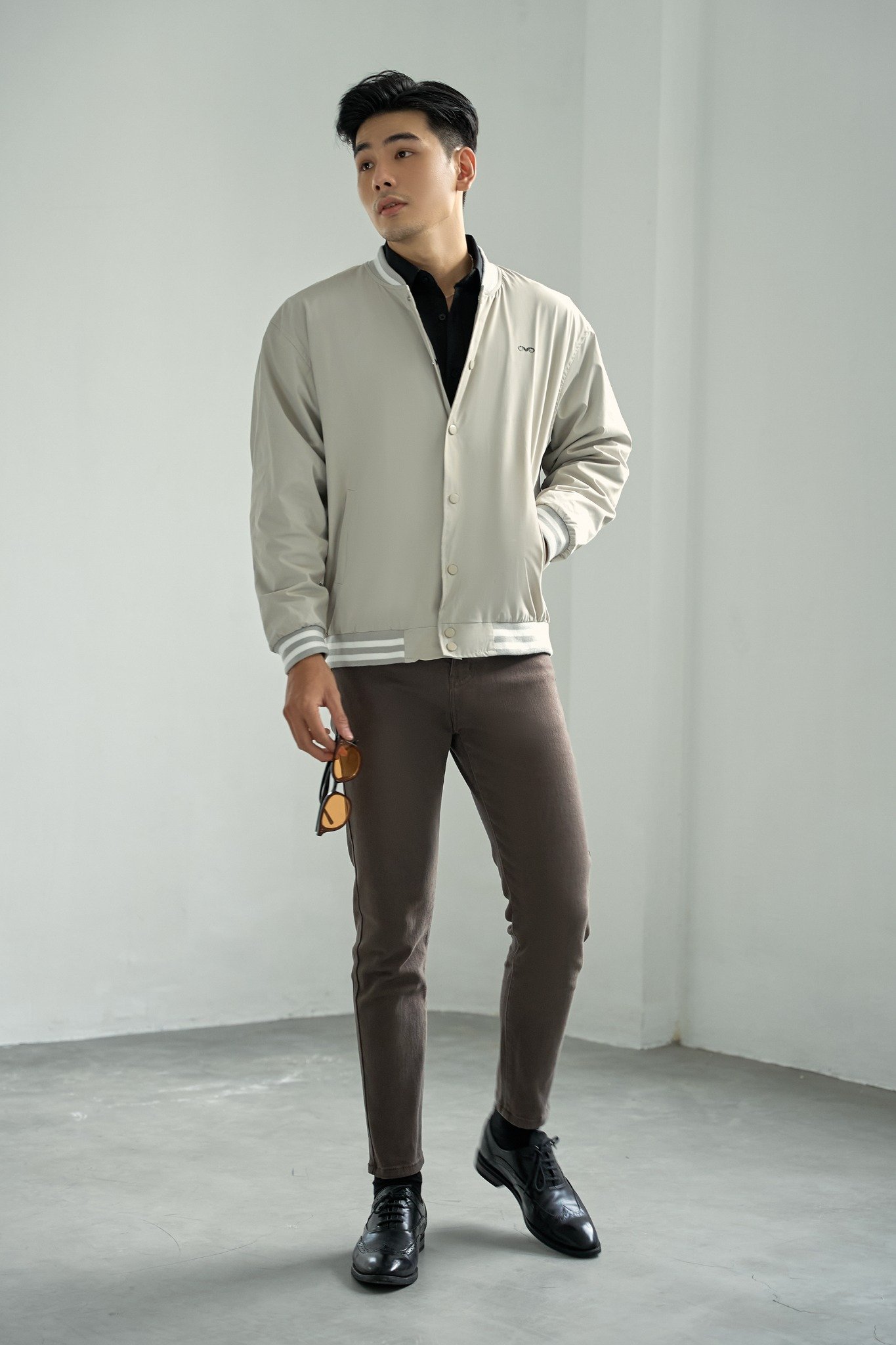 AG19 FACTORY LOOSE FIT BASIC BOMBER - LIGHT GREY