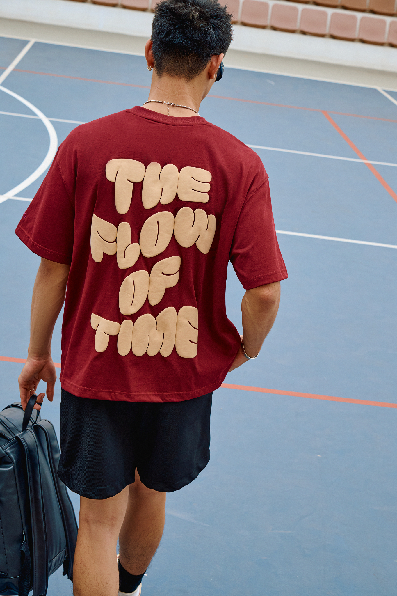 AG15 STUDIO LOOSE FIT PUFF PRINT LOGO T-SHIRT - DARK RED