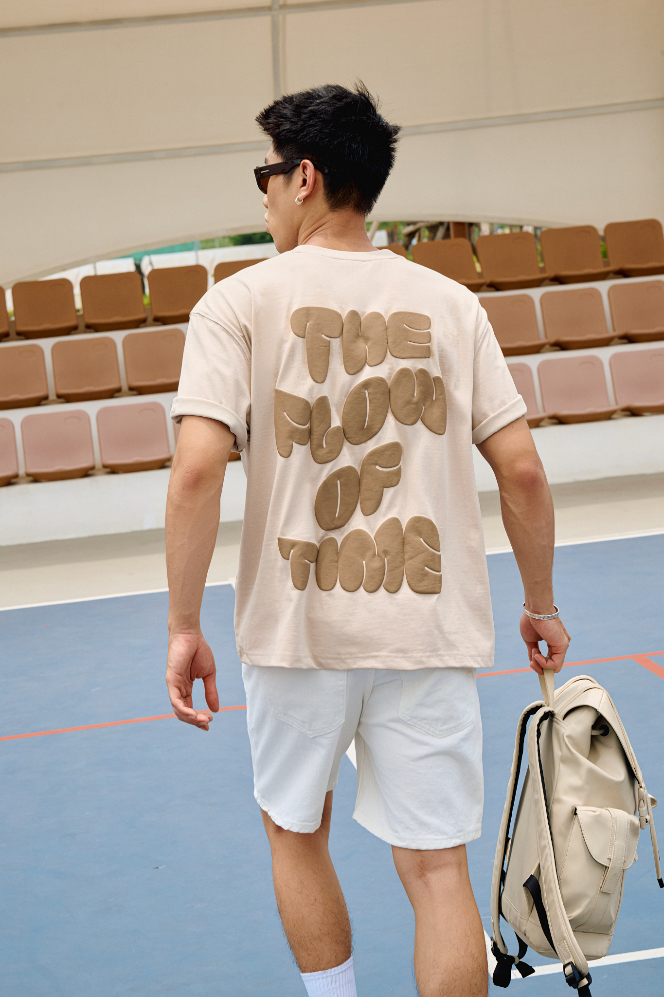 AG15 STUDIO LOOSE FIT BUBLE PRINTED LOGO T-SHIRT - BEIGE