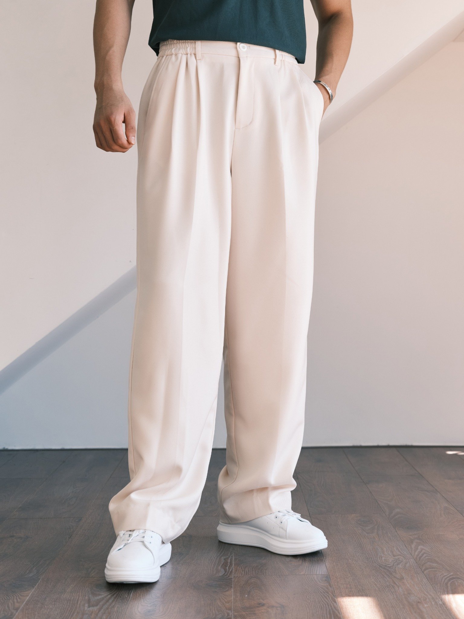 AG017 STUDIO LOOSE FIT RELAX TROUSERS - WHITE