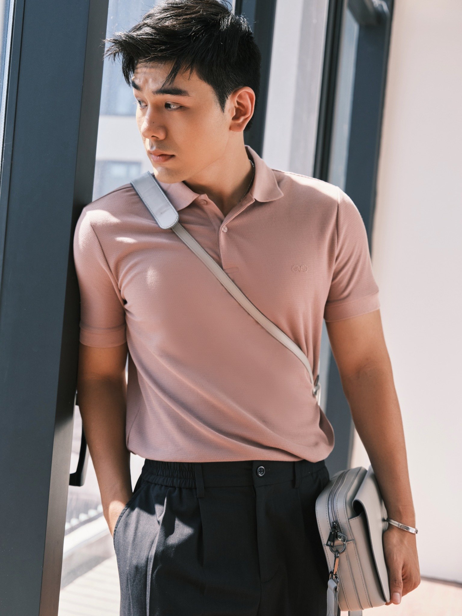 AG02 SIGNATURE SLIMFIT POLO - DUSKY PINK