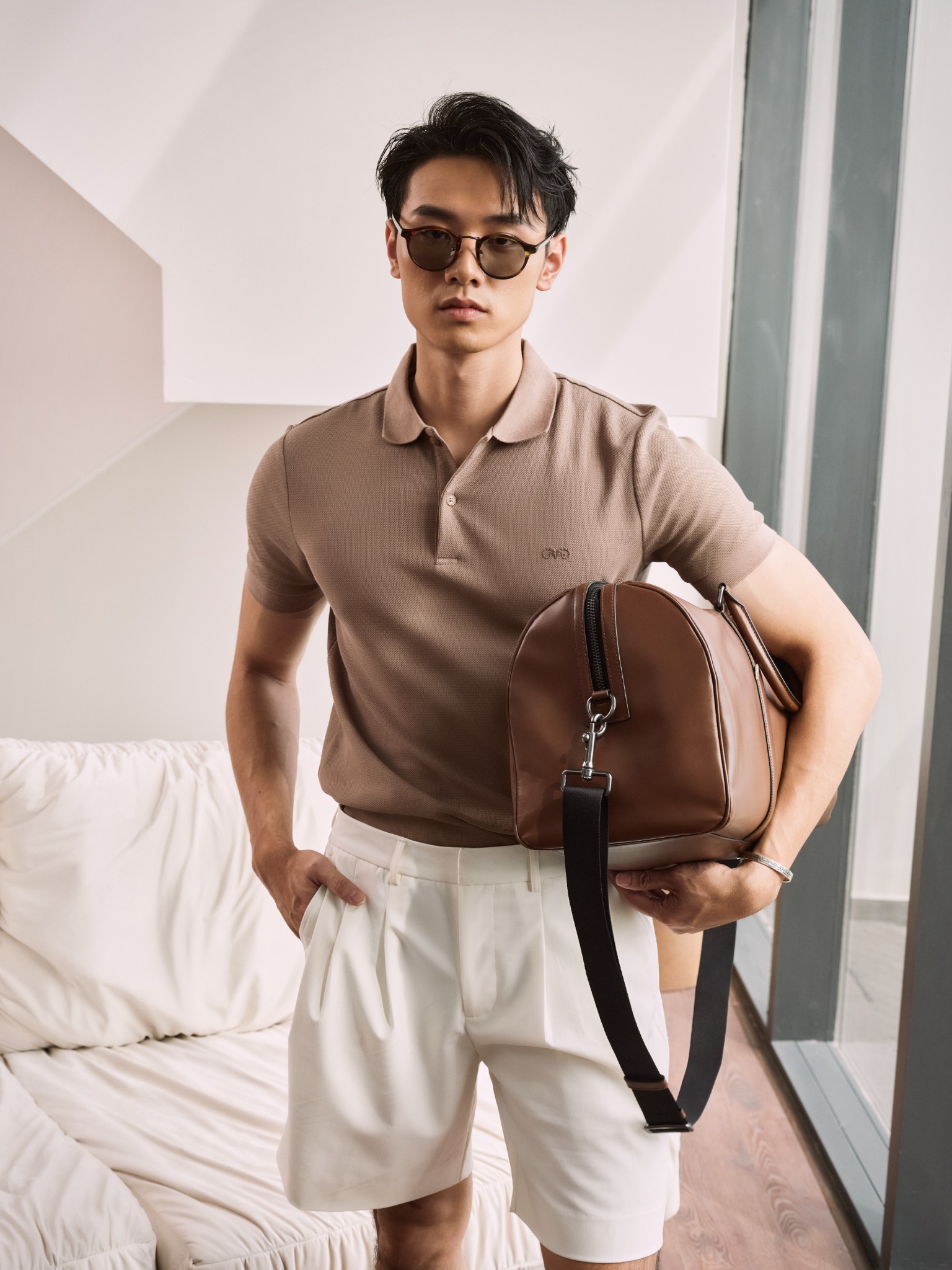 AG02 SIGNATURE SLIMFIT POLO - LIGHT BROWN