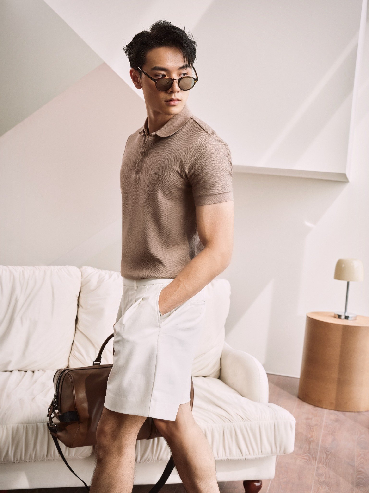 AG02 SIGNATURE SLIMFIT POLO - LIGHT BROWN
