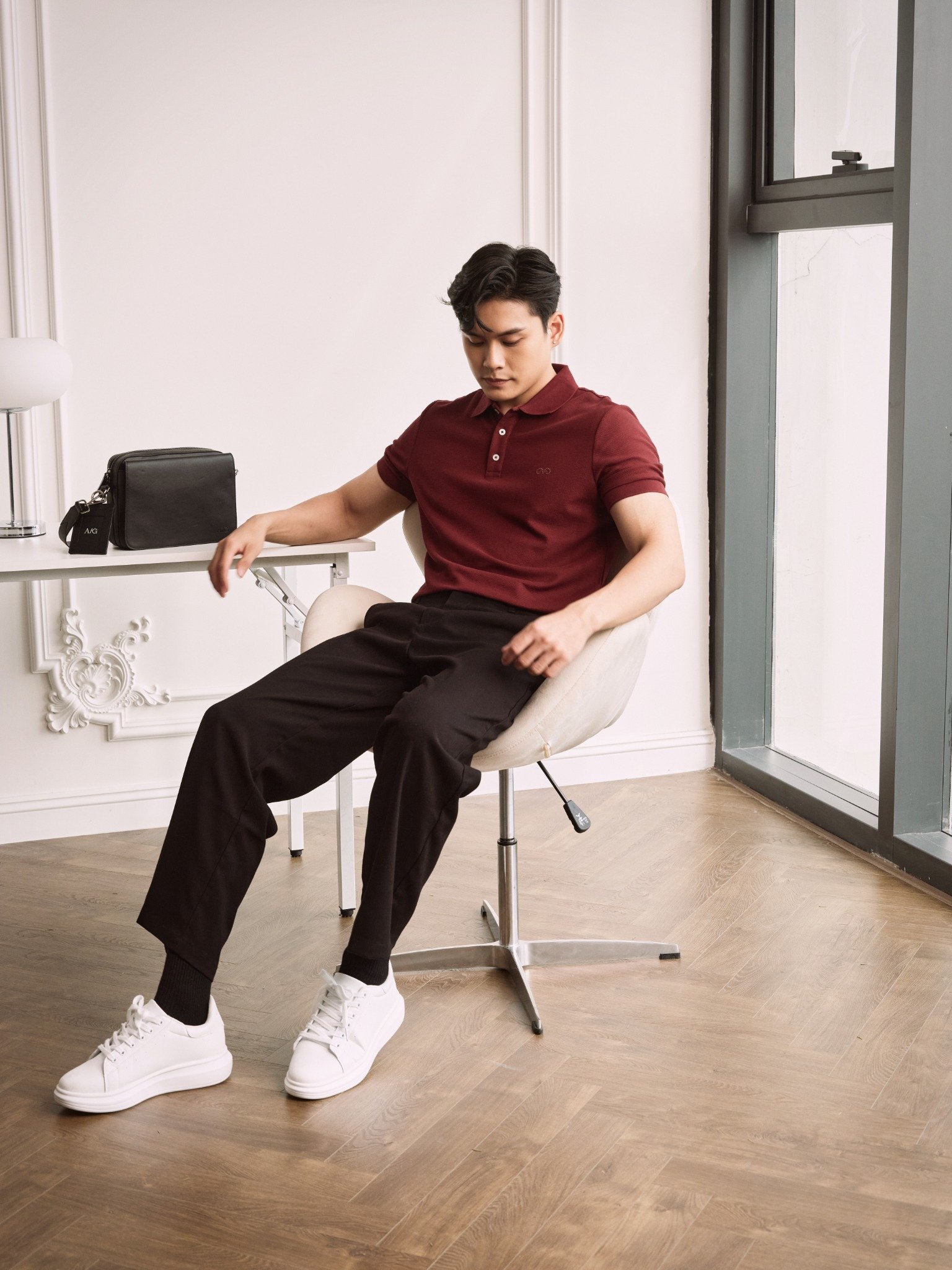 AG02 SIGNATURE SLIMFIT POLO - DARK RED