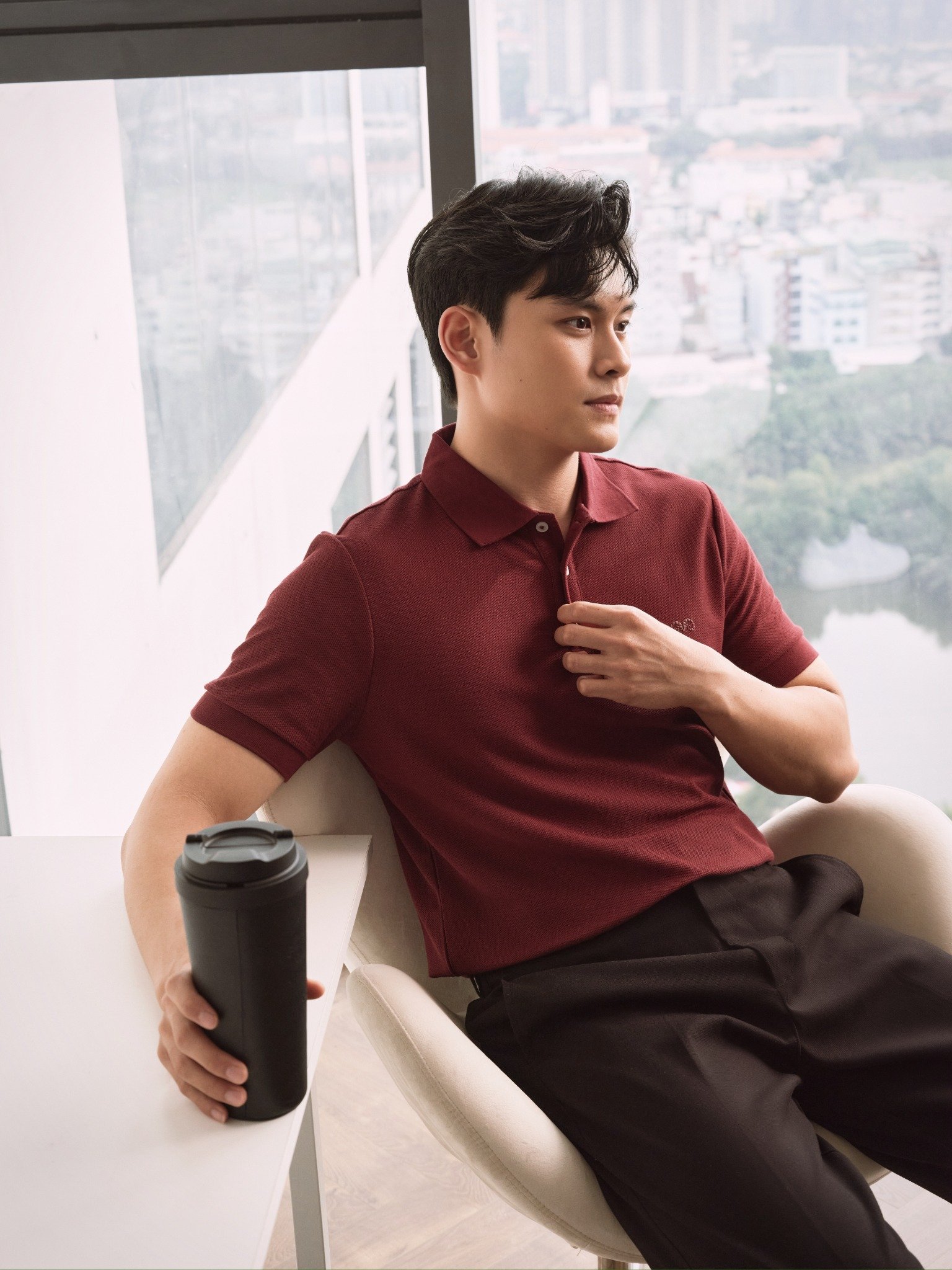 AG02 SIGNATURE SLIMFIT POLO - DARK RED