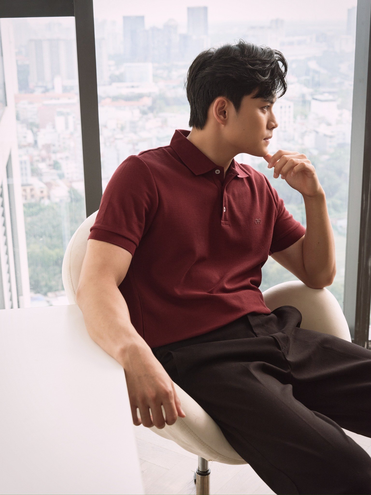 AG02 SIGNATURE SLIMFIT POLO - DARK RED