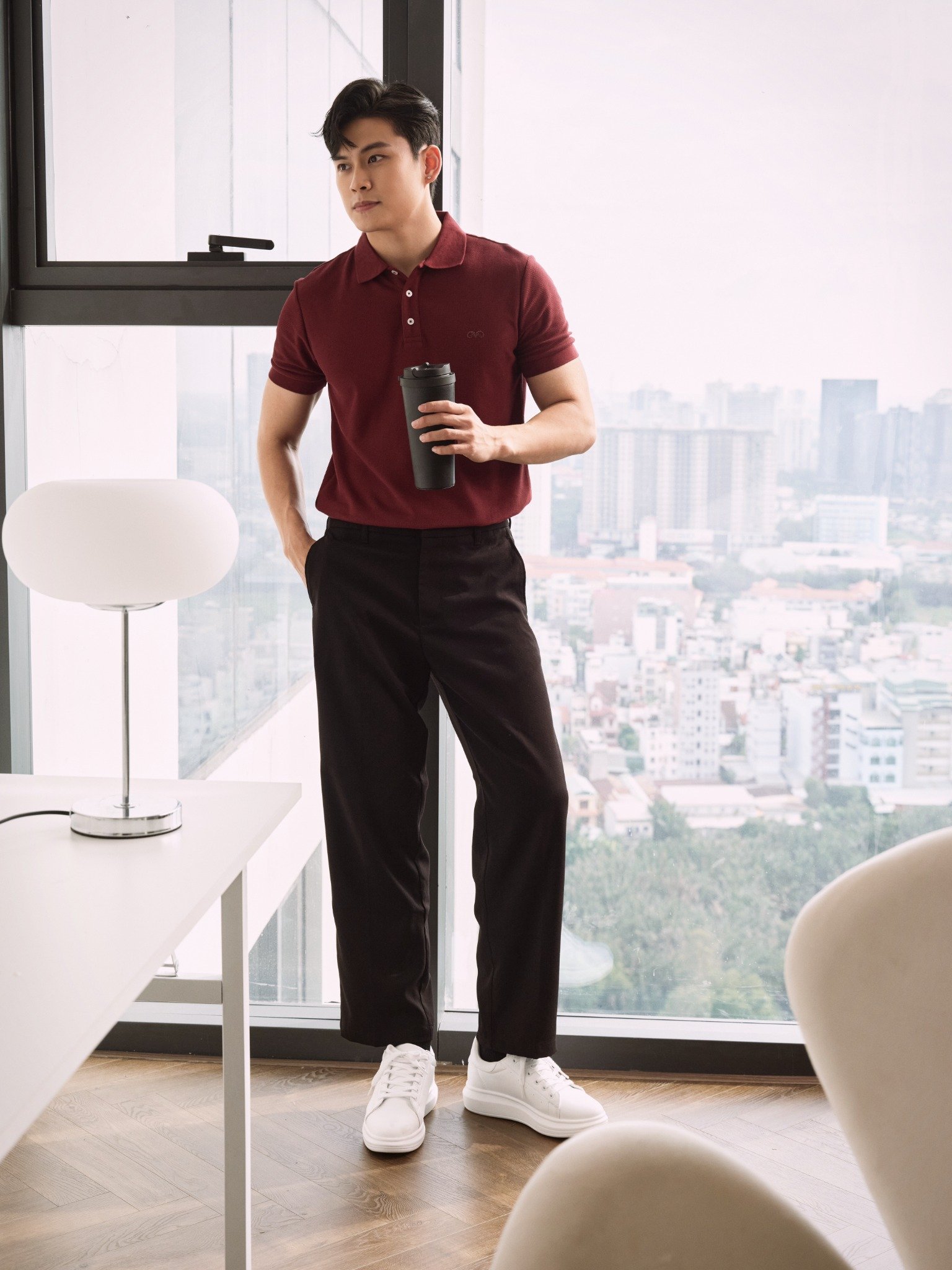 AG02 SIGNATURE SLIMFIT POLO - DARK RED