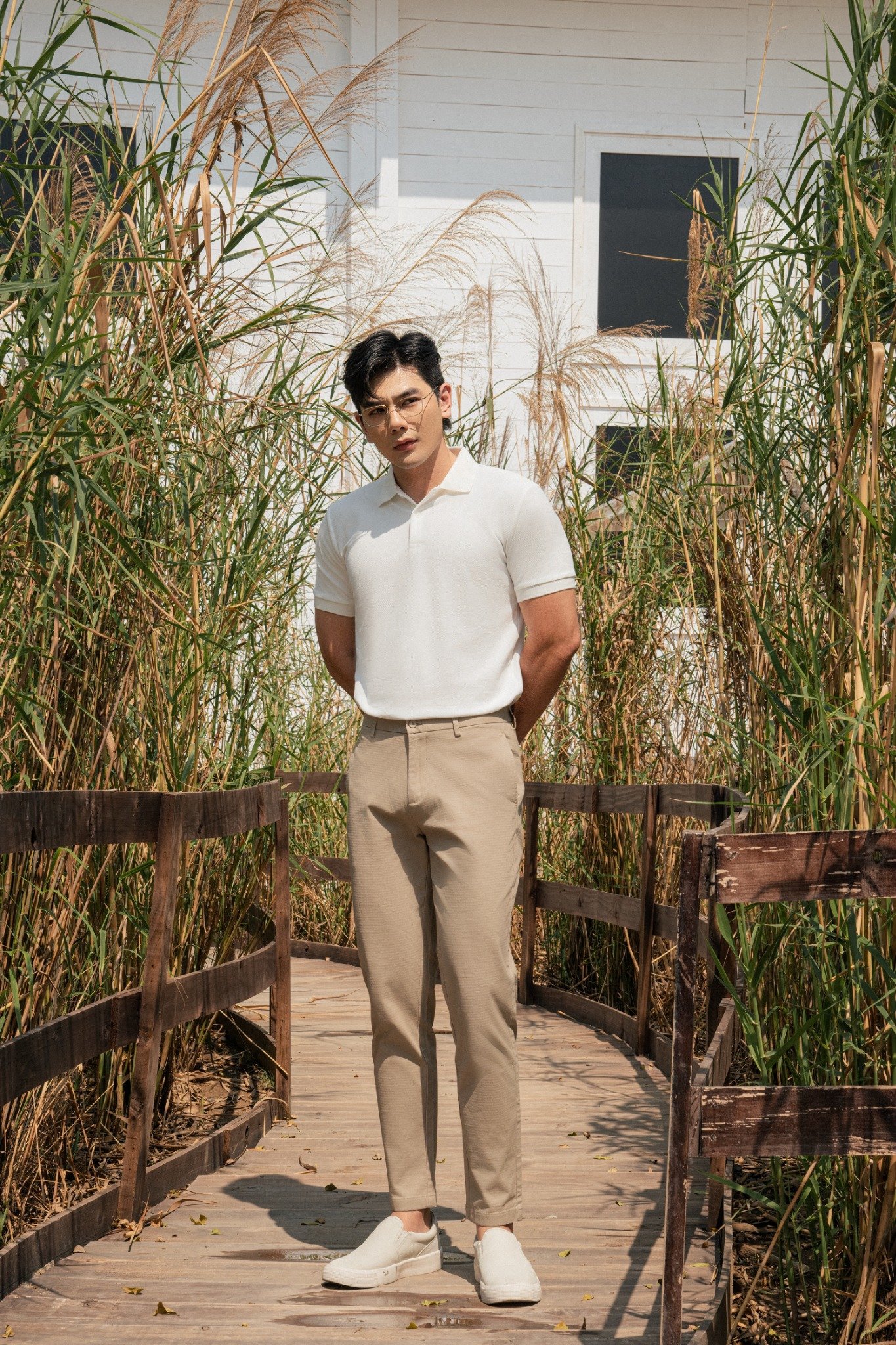 AG02 SIGNATURE SLIMFIT POLO - OCHRE WHITE