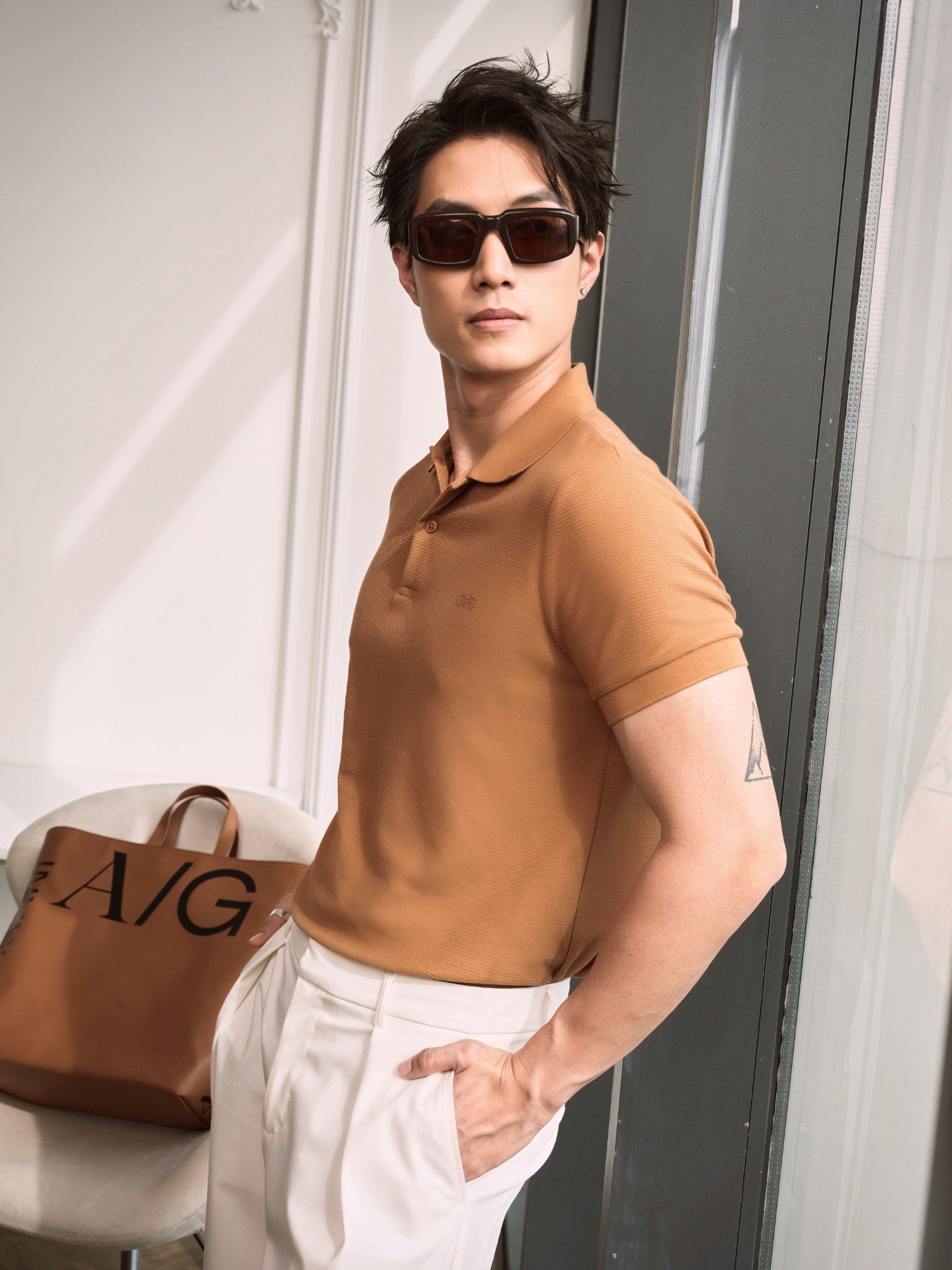 AG02 SIGNATURE SLIMFIT POLO - BROWN